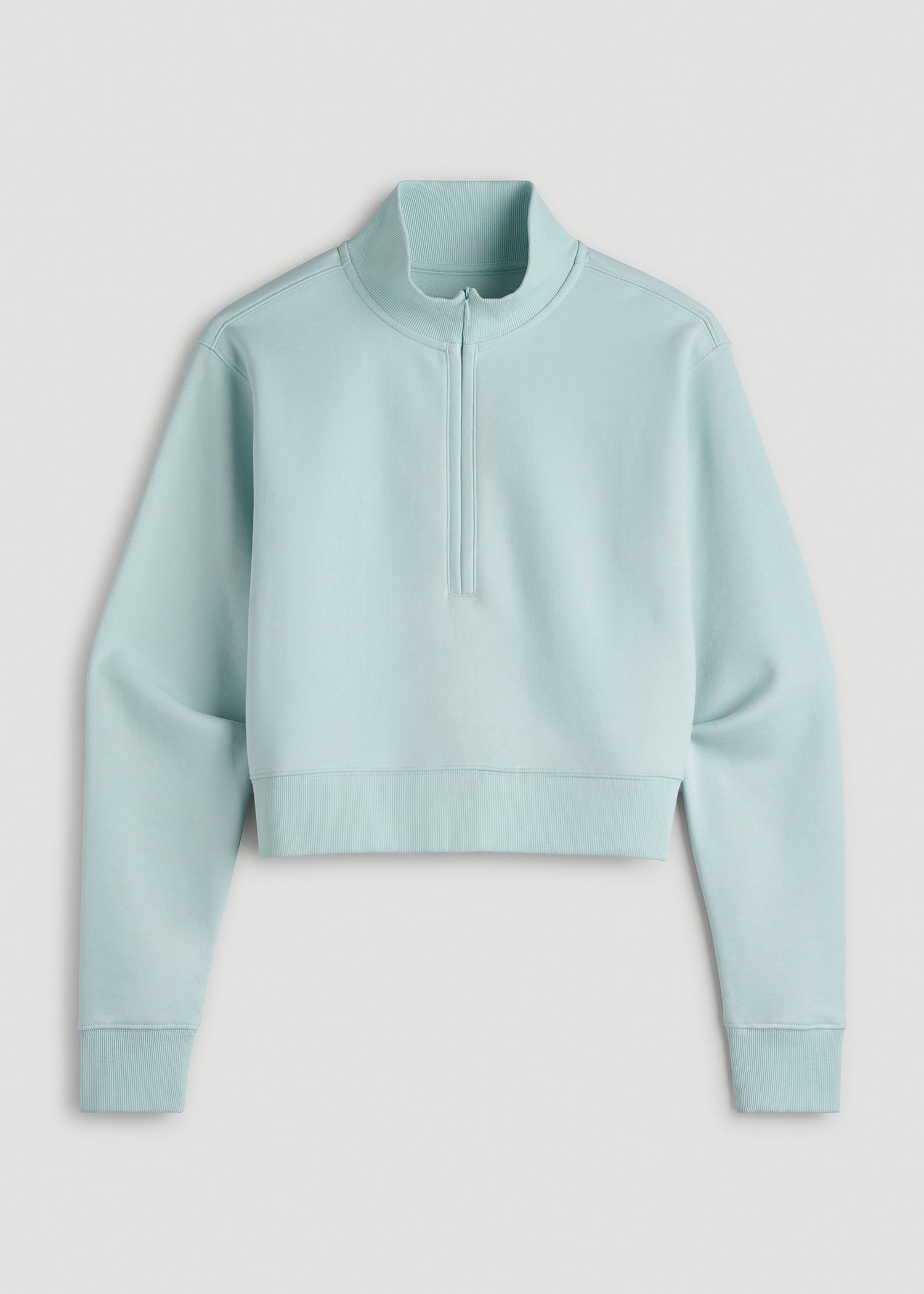 American Tall Discount | Wearever 2.0 Fleece Half-Zip Cropped Sweatshirt for Tall Women in Opal Blue