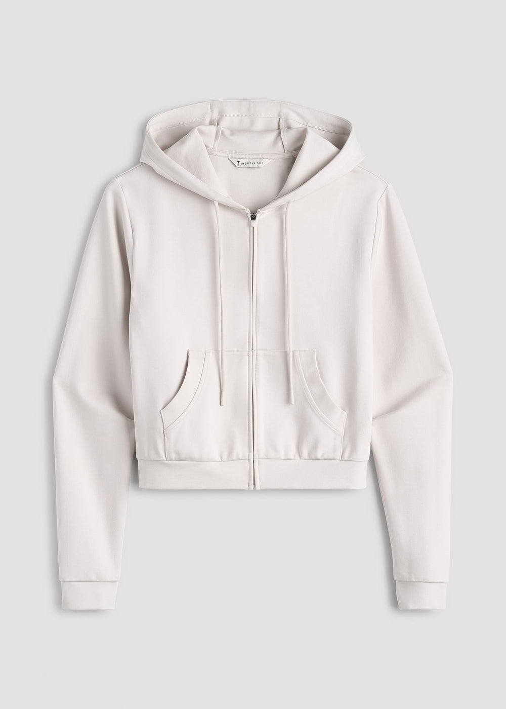 American Tall Online | Soft Flex Ponte Cropped Hoodie for Tall Women in White Sand