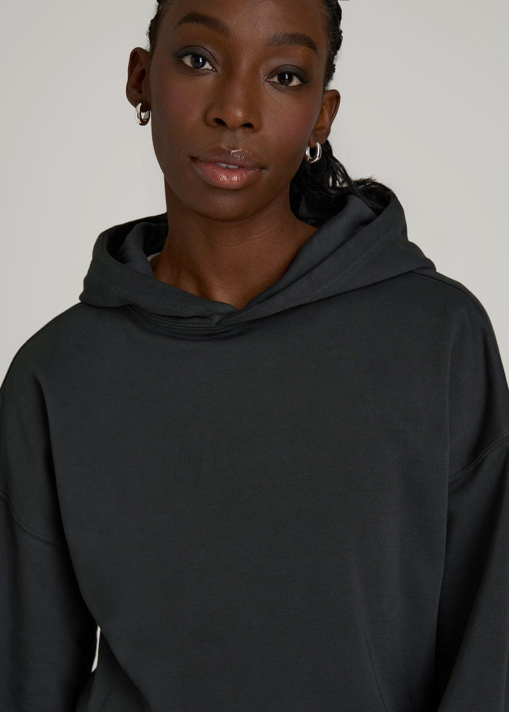 American Tall Sale | Garment Dyed Hoodie for Tall Women in Washed Black