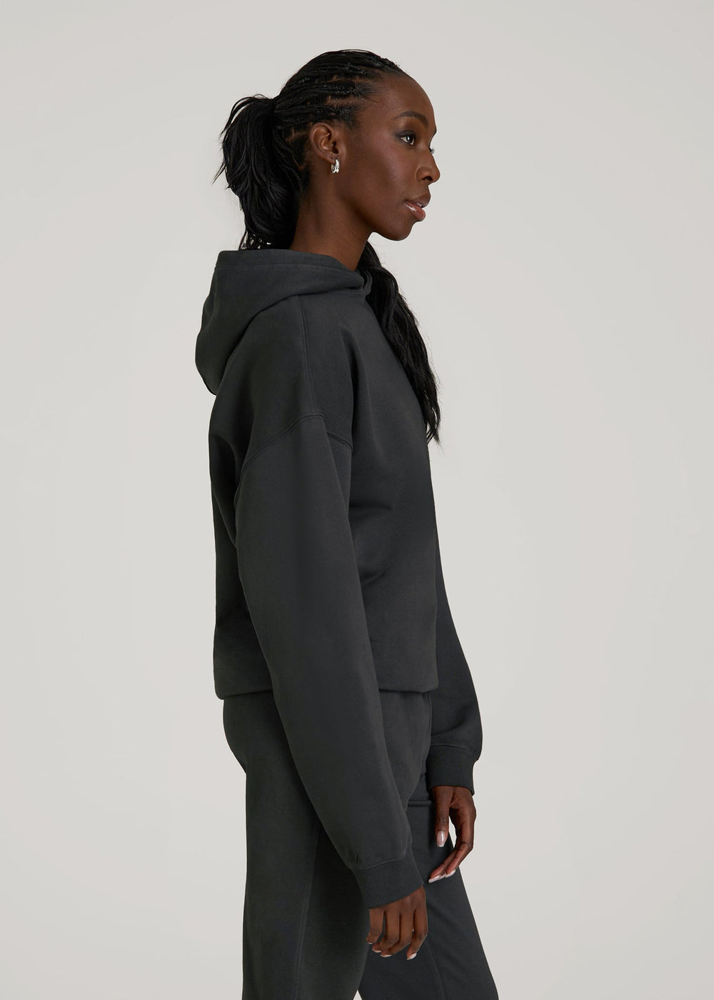 American Tall Sale | Garment Dyed Hoodie for Tall Women in Washed Black