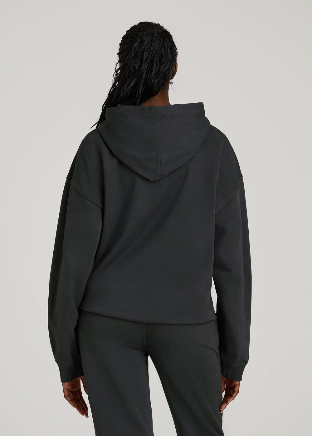 American Tall Sale | Garment Dyed Hoodie for Tall Women in Washed Black