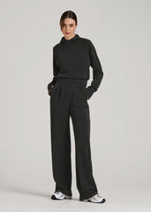 American Tall Outlet | Soft Motion Cropped Zip Up Hoodie for Tall Women in Black