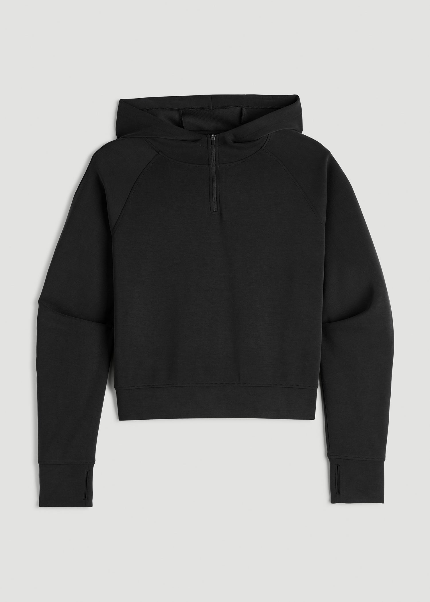 American Tall Outlet | Soft Motion Cropped Zip Up Hoodie for Tall Women in Black