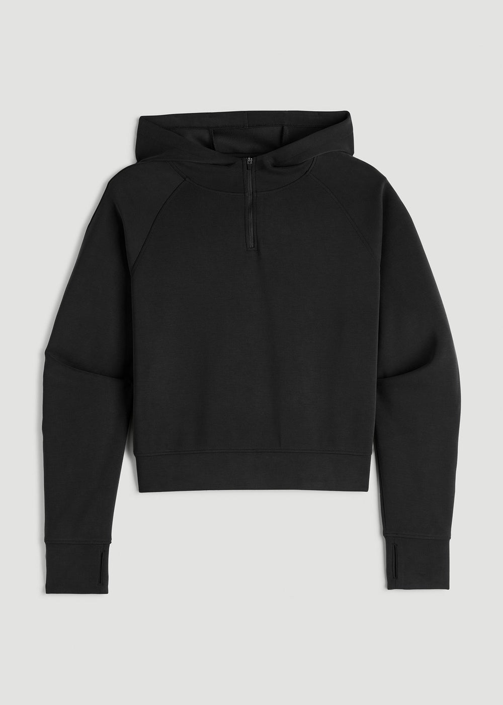 American Tall Outlet | Soft Motion Cropped Zip Up Hoodie for Tall Women in Black