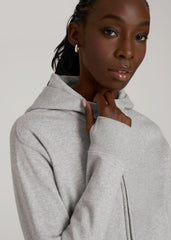 American Tall For Sale | Wearever Fleece Cropped Zip-Up Hoodie for Tall Women in Grey Mix