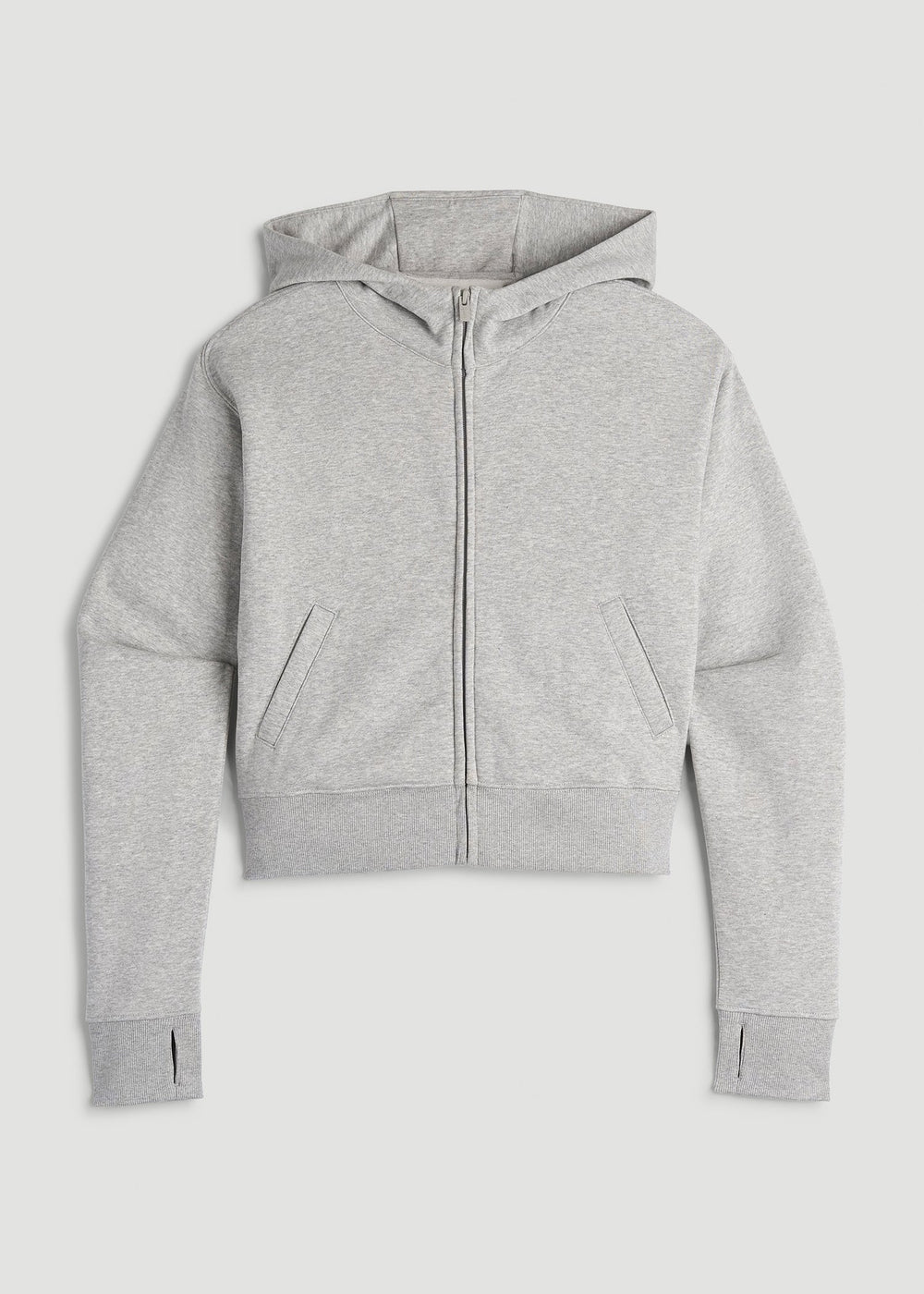 American Tall For Sale | Wearever Fleece Cropped Zip-Up Hoodie for Tall Women in Grey Mix
