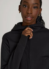 American Tall Online Shop | Wearever Fleece Cropped Zip-Up Hoodie for Tall Women in Black