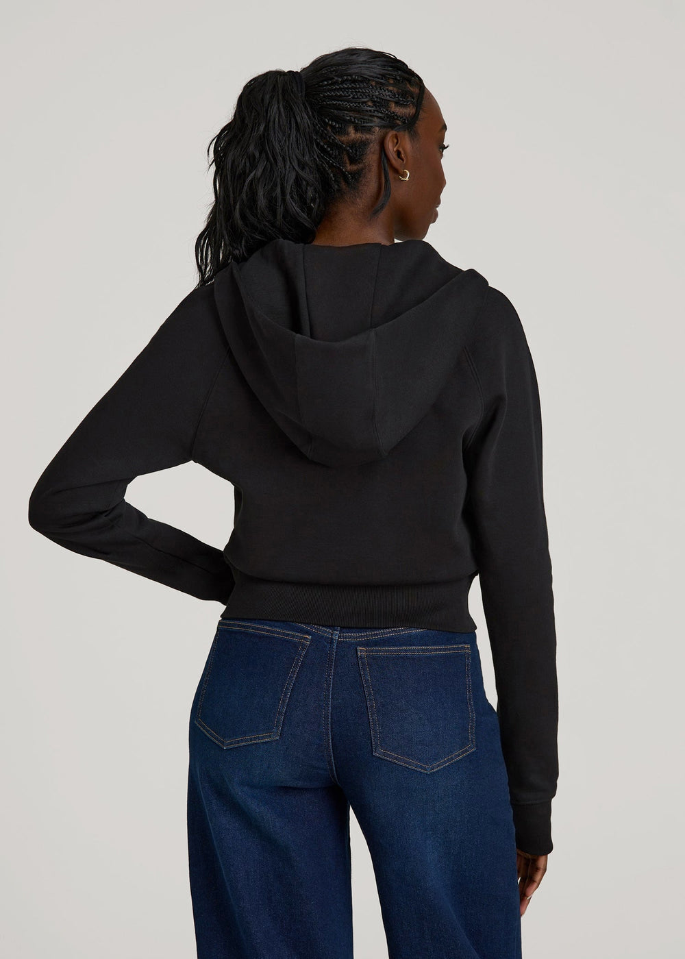 American Tall Online Shop | Wearever Fleece Cropped Zip-Up Hoodie for Tall Women in Black