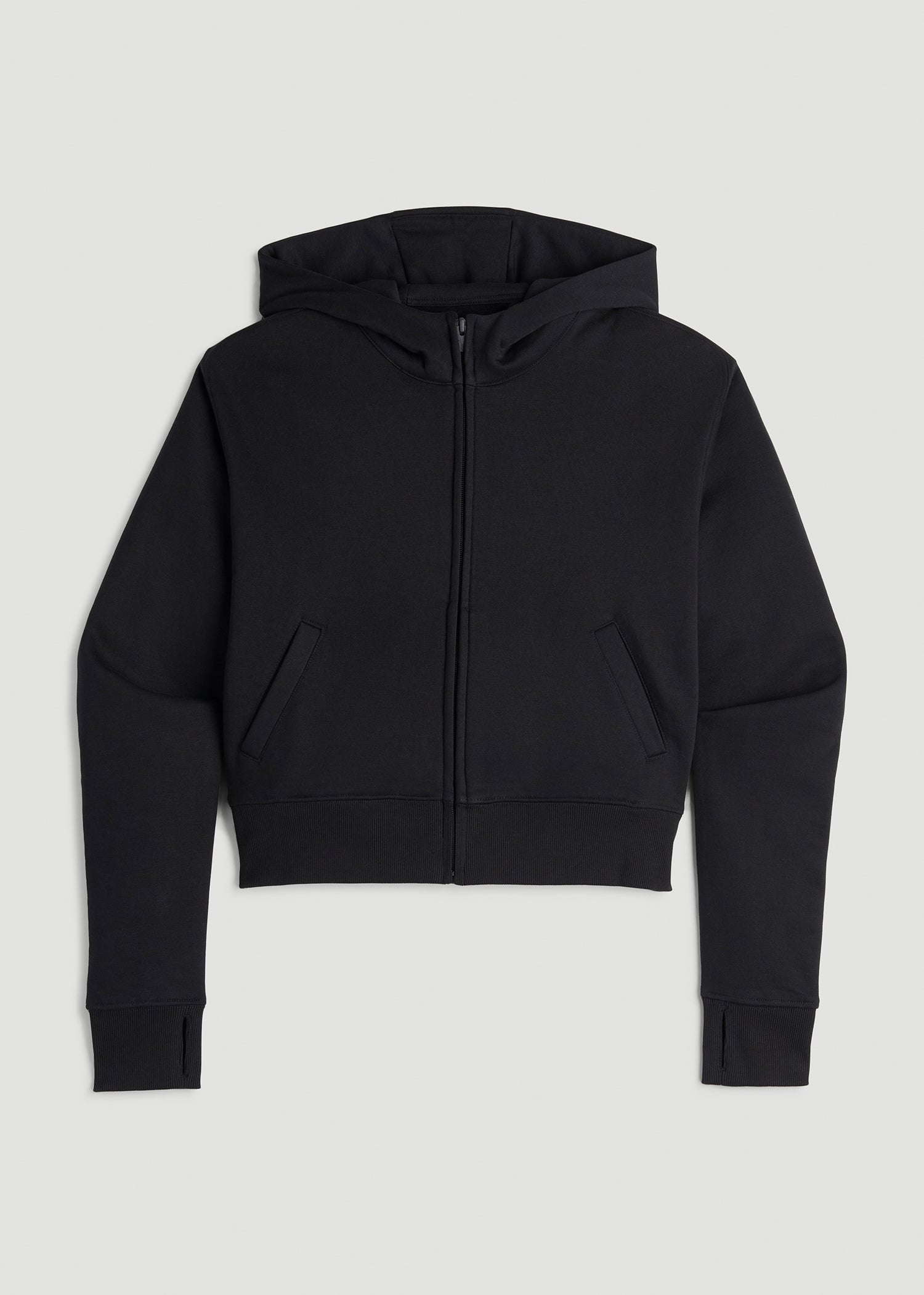 American Tall Online Shop | Wearever Fleece Cropped Zip-Up Hoodie for Tall Women in Black