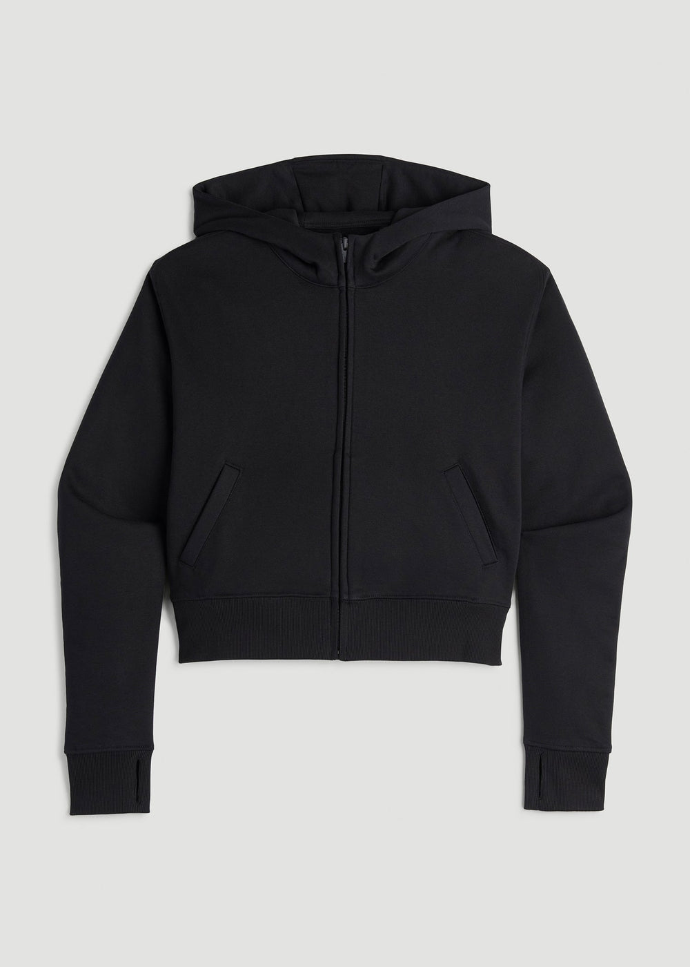 American Tall Online Shop | Wearever Fleece Cropped Zip-Up Hoodie for Tall Women in Black