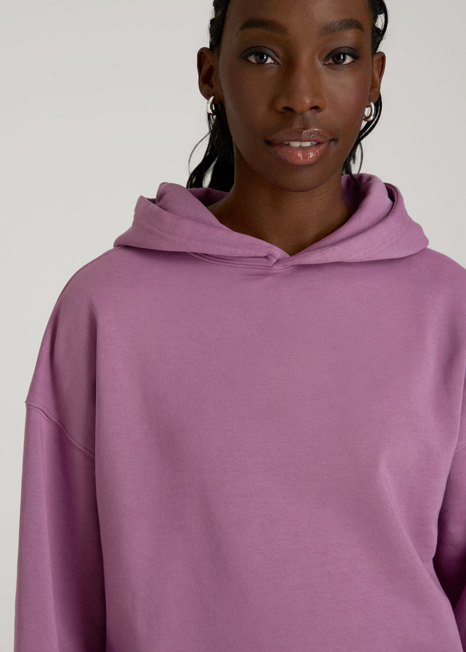 American Tall Discount | Garment Dyed Hoodie for Tall Women in Argyle Purple
