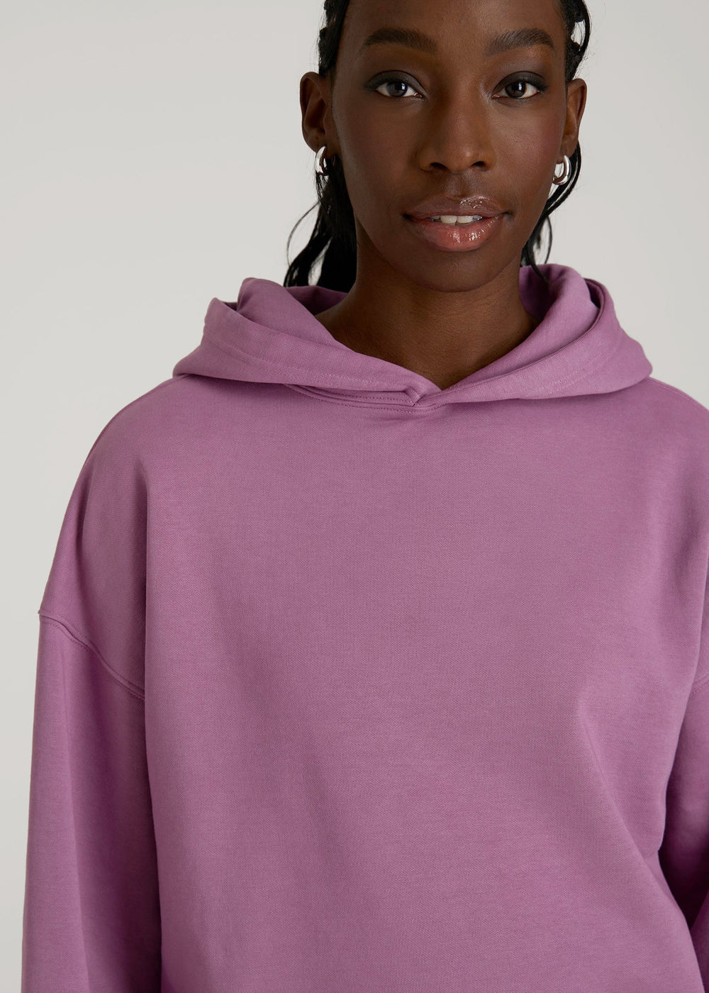 American Tall Discount | Garment Dyed Hoodie for Tall Women in Argyle Purple