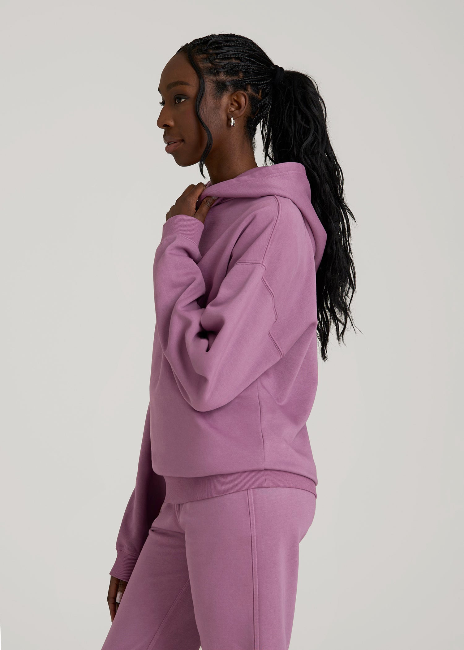 American Tall Discount | Garment Dyed Hoodie for Tall Women in Argyle Purple