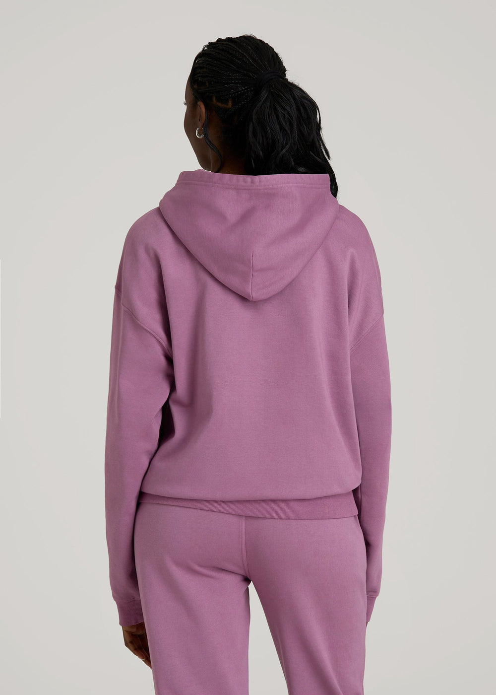 American Tall Discount | Garment Dyed Hoodie for Tall Women in Argyle Purple