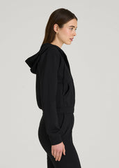 American Tall Online | Soft Flex Ponte Cropped Hoodie for Tall Women in Black