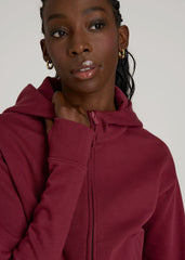 American Tall Sale | Wearever Fleece Cropped Zip-Up Hoodie for Tall Women in Tawny Port