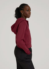 American Tall Sale | Wearever Fleece Cropped Zip-Up Hoodie for Tall Women in Tawny Port
