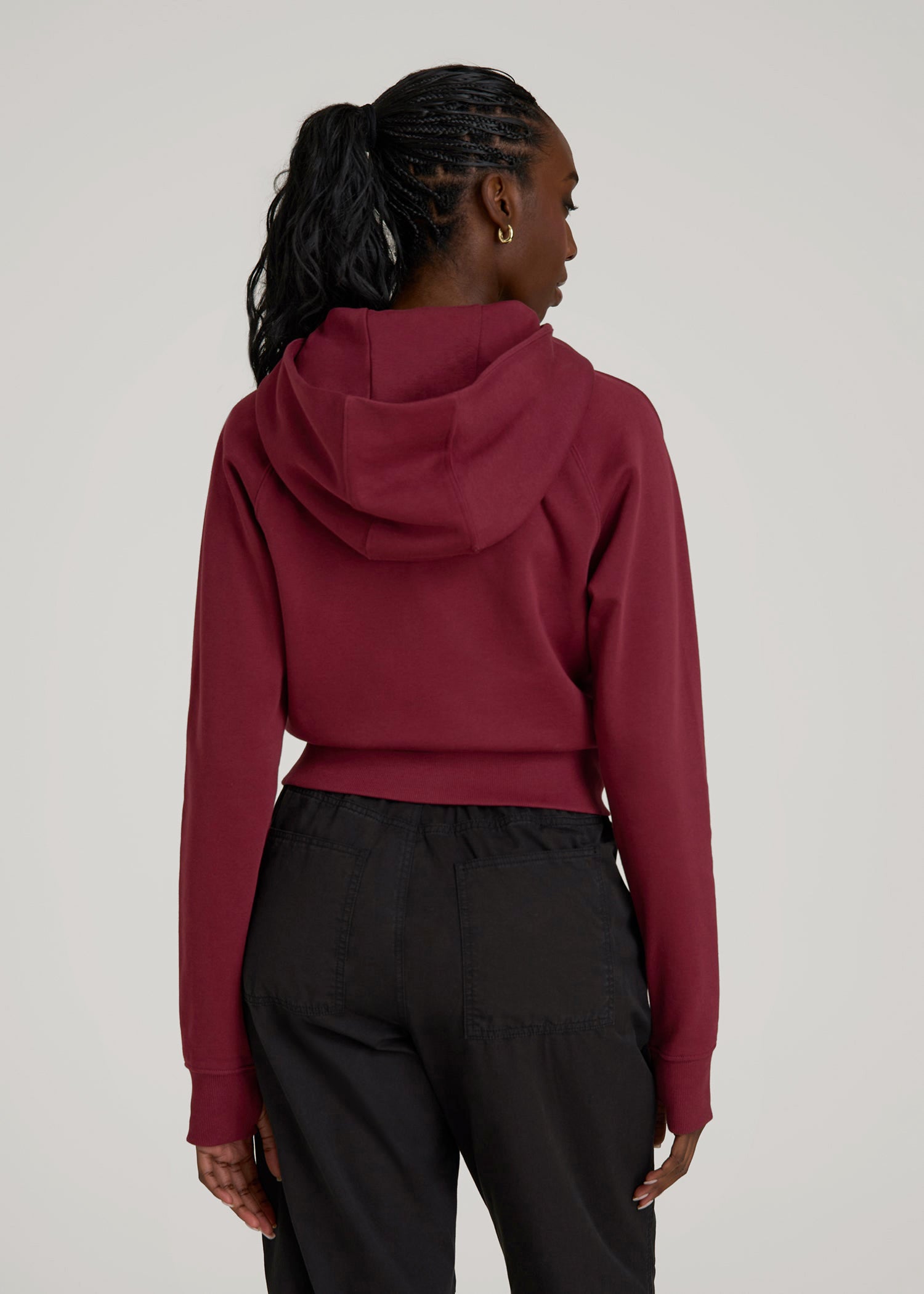 American Tall Sale | Wearever Fleece Cropped Zip-Up Hoodie for Tall Women in Tawny Port