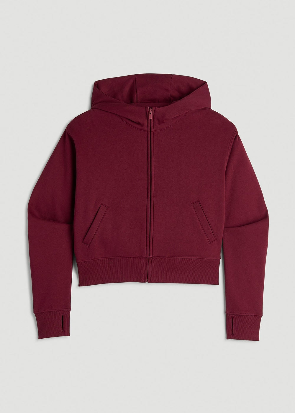 American Tall Sale | Wearever Fleece Cropped Zip-Up Hoodie for Tall Women in Tawny Port