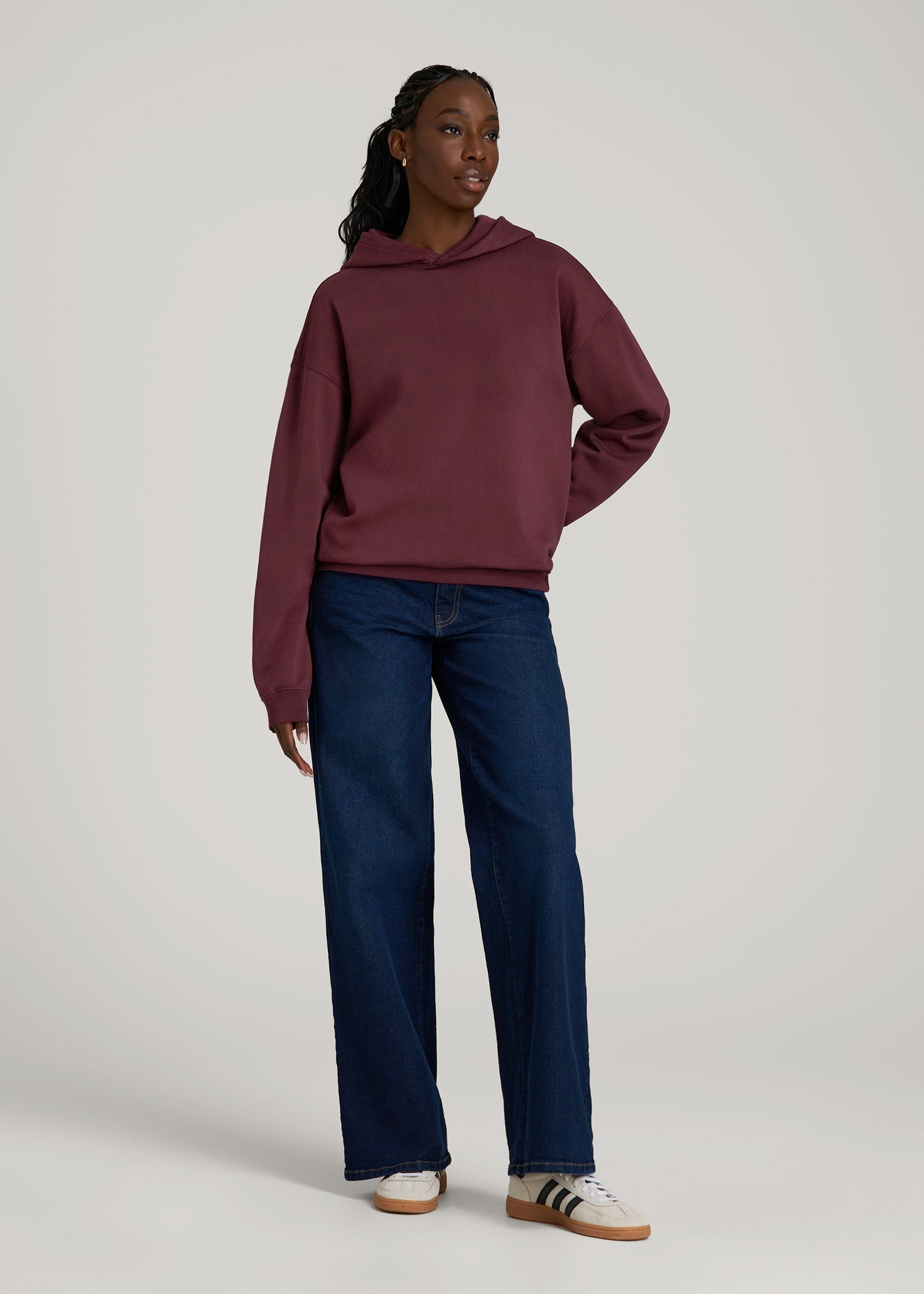 American Tall Outlet | Garment Dyed Hoodie for Tall Women in Tawny Port