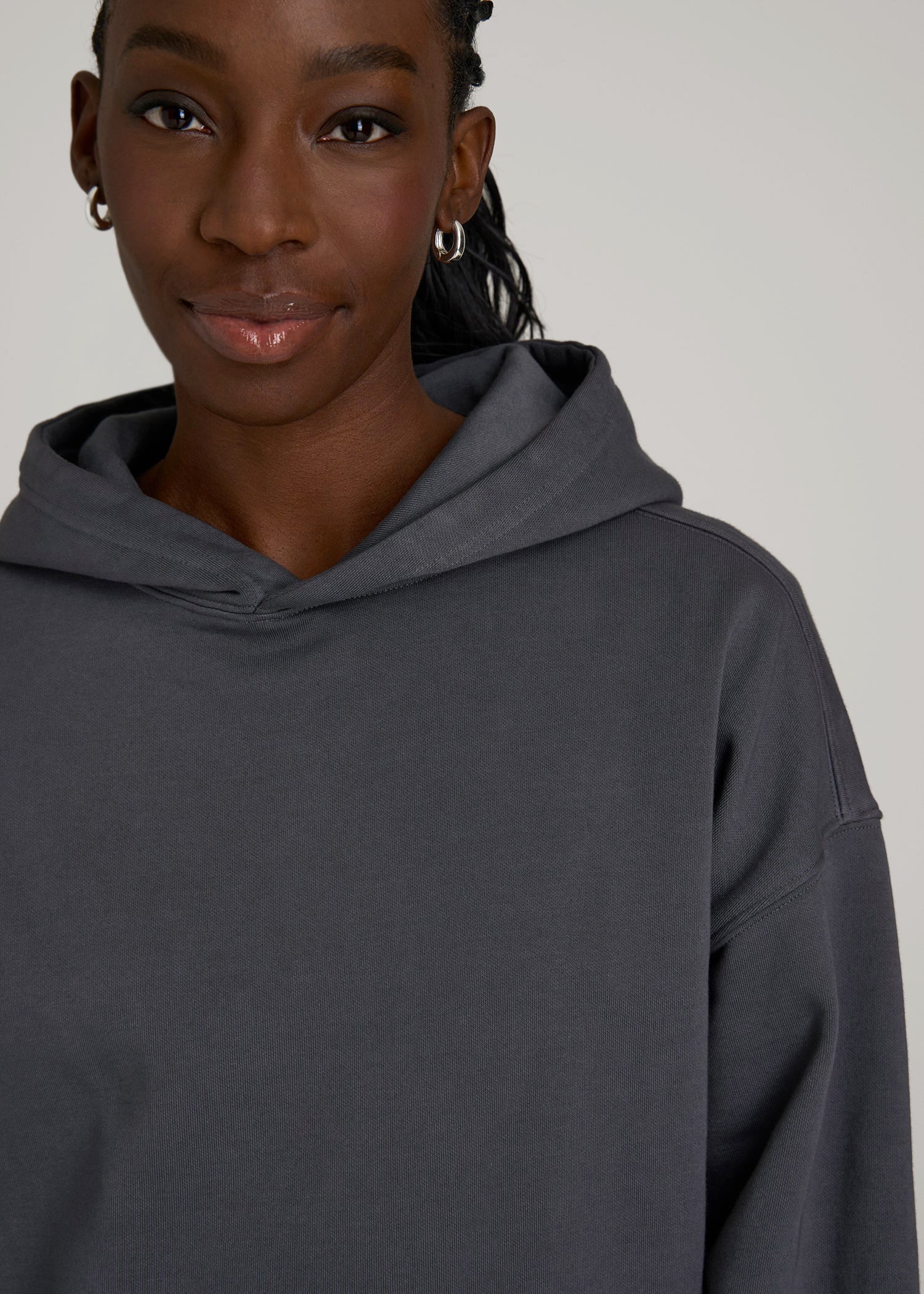 American Tall For Sale | Garment Dyed Hoodie for Tall Women in Charcoal Rinse