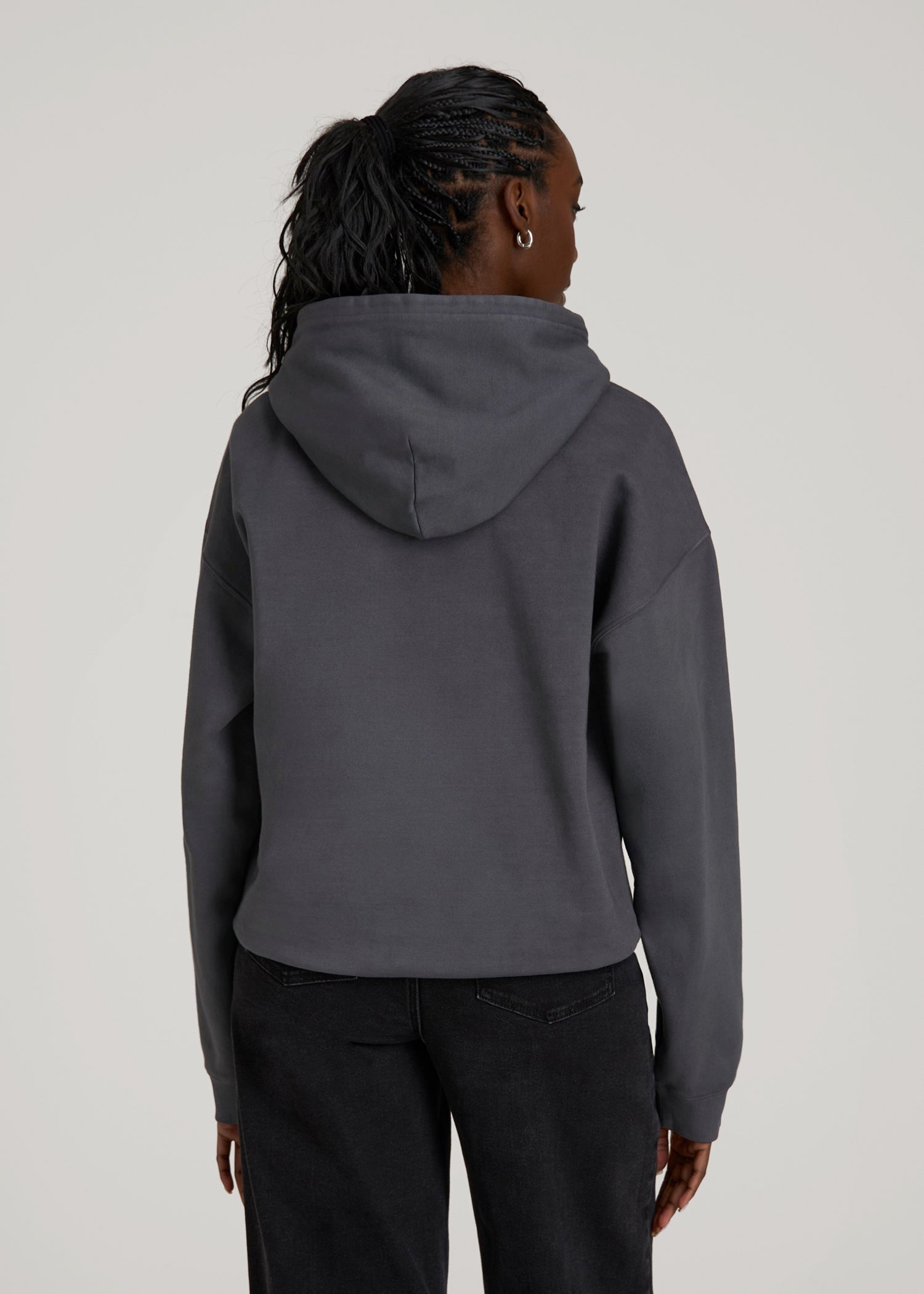 American Tall For Sale | Garment Dyed Hoodie for Tall Women in Charcoal Rinse