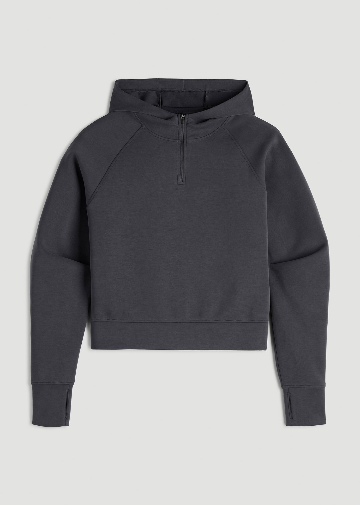 American Tall Online Shop | Soft Motion Cropped Zip Up Hoodie for Tall Women in Charcoal Rinse