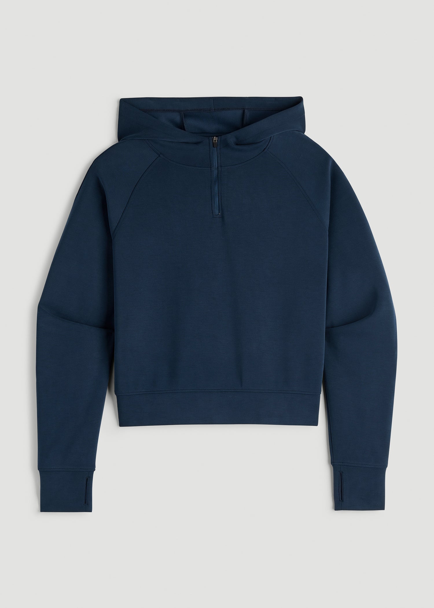 American Tall Discount | Soft Motion Cropped Zip Up Hoodie for Tall Women in Evening Blue