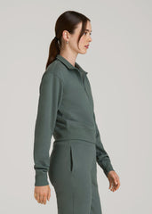 American Tall Online | Wearever 2.0 Fleece Half-Zip Cropped Sweatshirt for Tall Women in Balsam Green