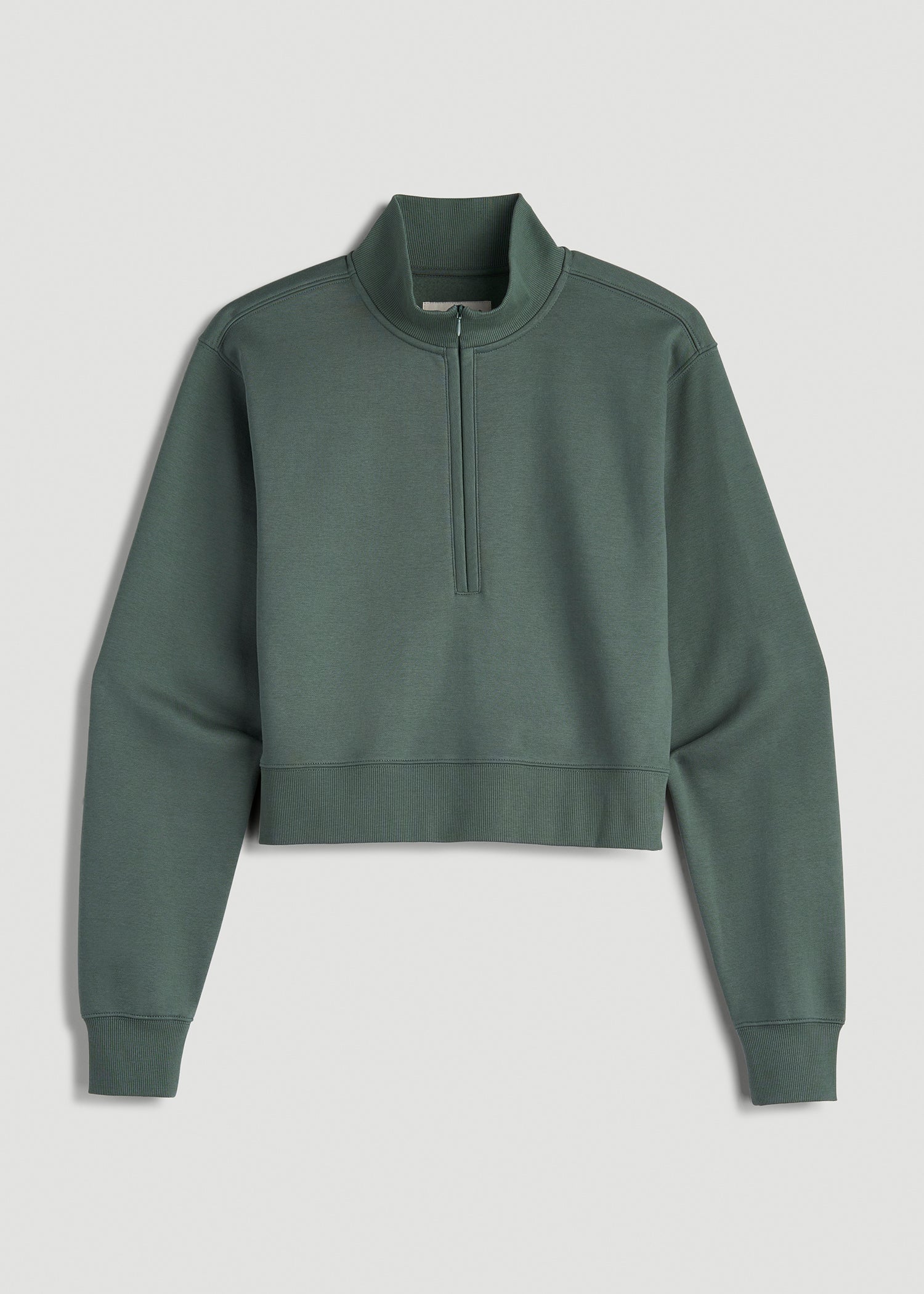 American Tall Online | Wearever 2.0 Fleece Half-Zip Cropped Sweatshirt for Tall Women in Balsam Green