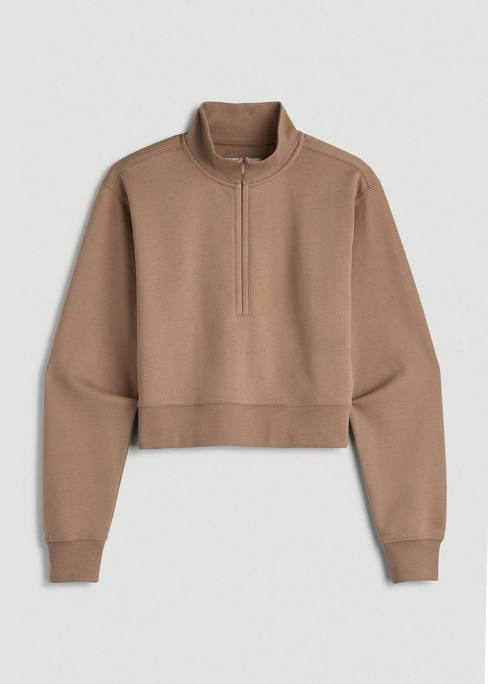 American Tall Sale | Wearever 2.0 Fleece Half-Zip Cropped Sweatshirt for Tall Women in Woodsmoke