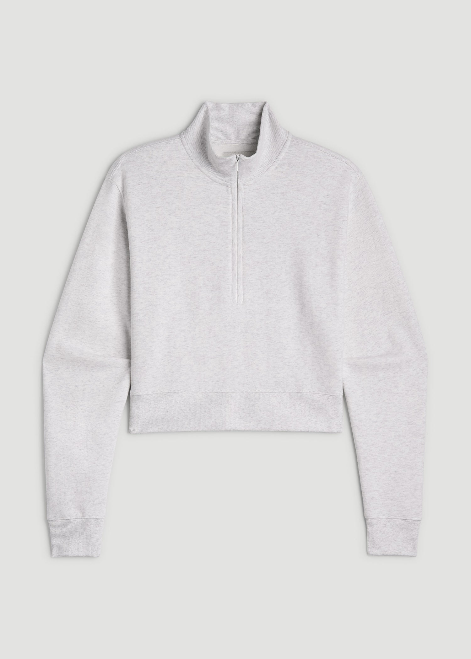 American Tall Outlet | Wearever 2.0 Fleece Half-Zip Cropped Sweatshirt for Tall Women in Heather Cloud White