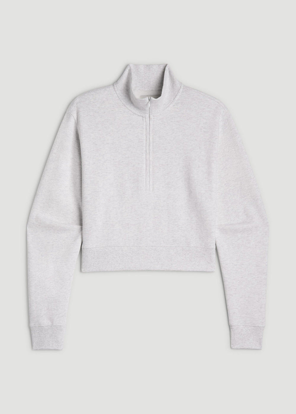 American Tall Outlet | Wearever 2.0 Fleece Half-Zip Cropped Sweatshirt for Tall Women in Heather Cloud White
