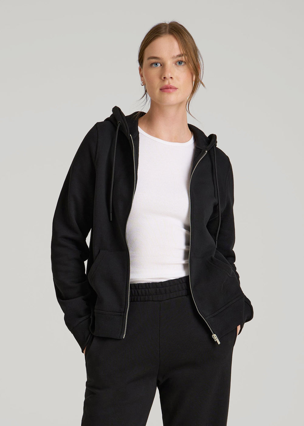 American Tall For Sale | Wearever Fleece Full-Zip Hoodie for Tall Women in Black