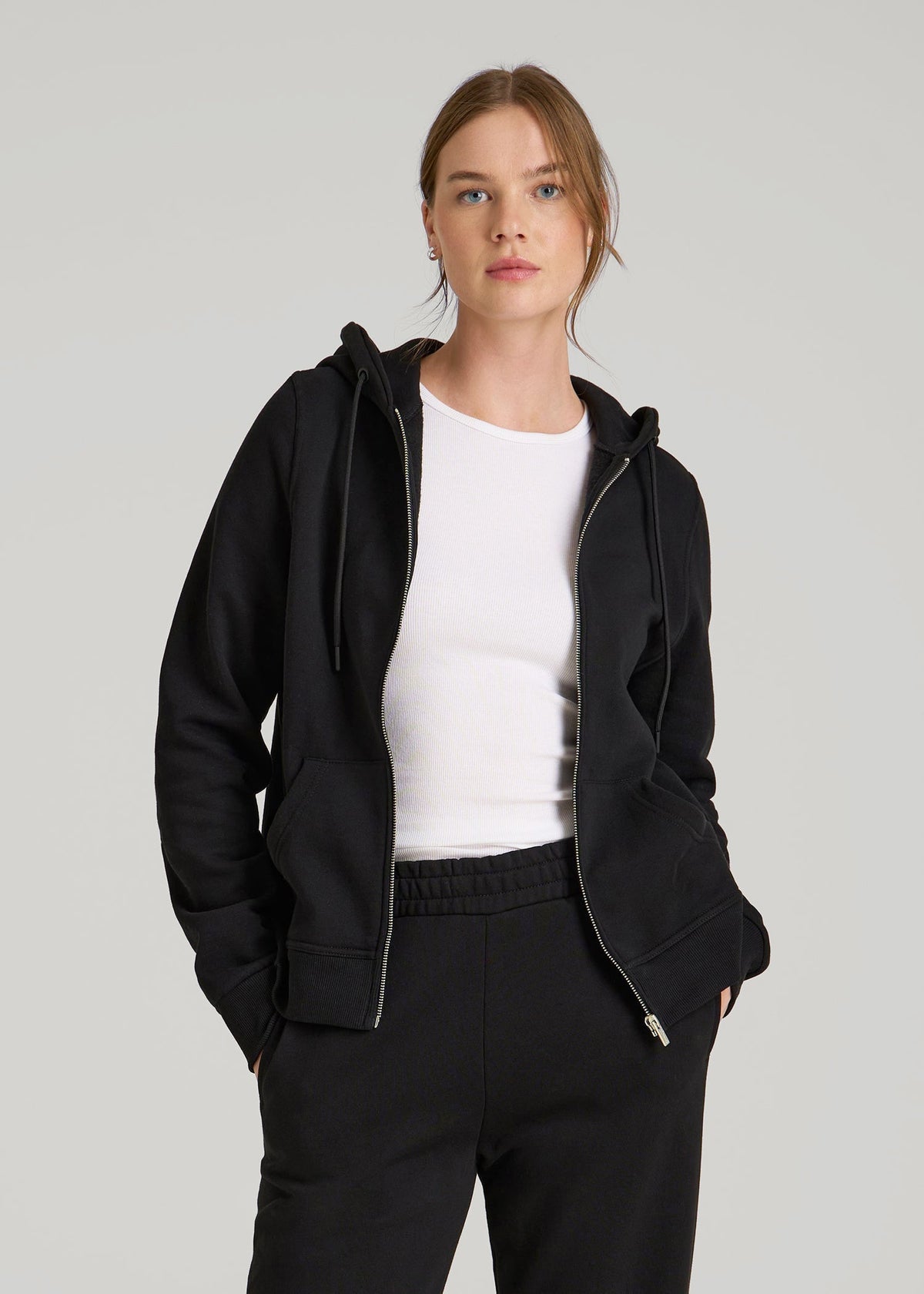 American Tall For Sale | Wearever Fleece Full-Zip Hoodie for Tall Women in Black