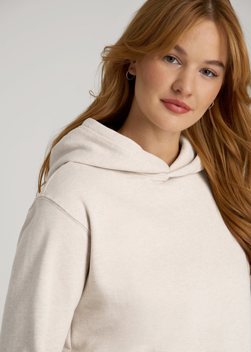 American Tall Discount | Wearever Fleece Relaxed Fit Hoodie for Tall Women in Oatmeal Mix