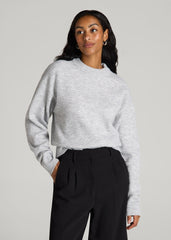 American Tall Online | Relaxed Crewneck Wool Blend Sweater for Tall Women in Grey Mix