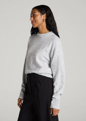 American Tall Online | Relaxed Crewneck Wool Blend Sweater for Tall Women in Grey Mix