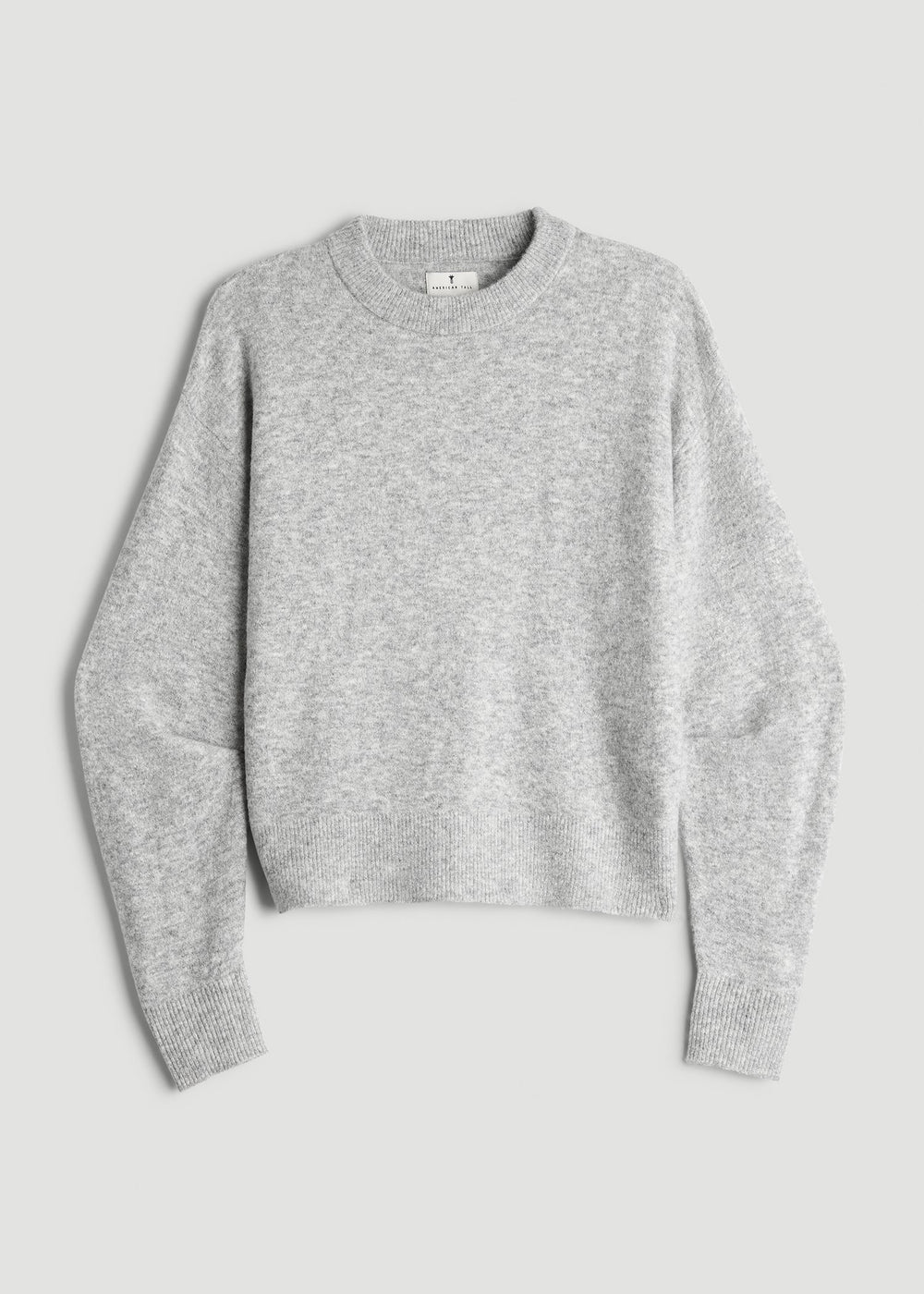 American Tall Online | Relaxed Crewneck Wool Blend Sweater for Tall Women in Grey Mix