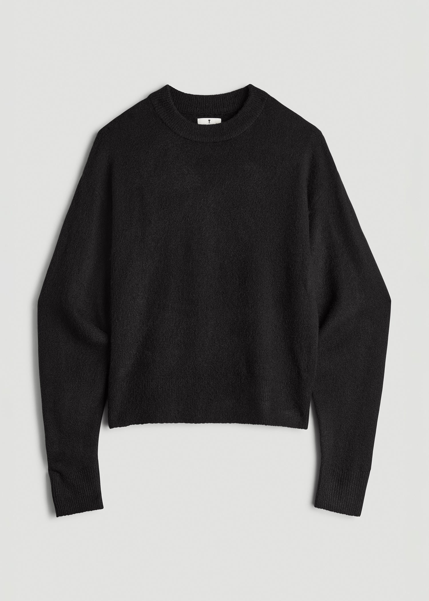 American Tall Sale | Relaxed Crewneck Wool Blend Sweater for Tall Women in Black