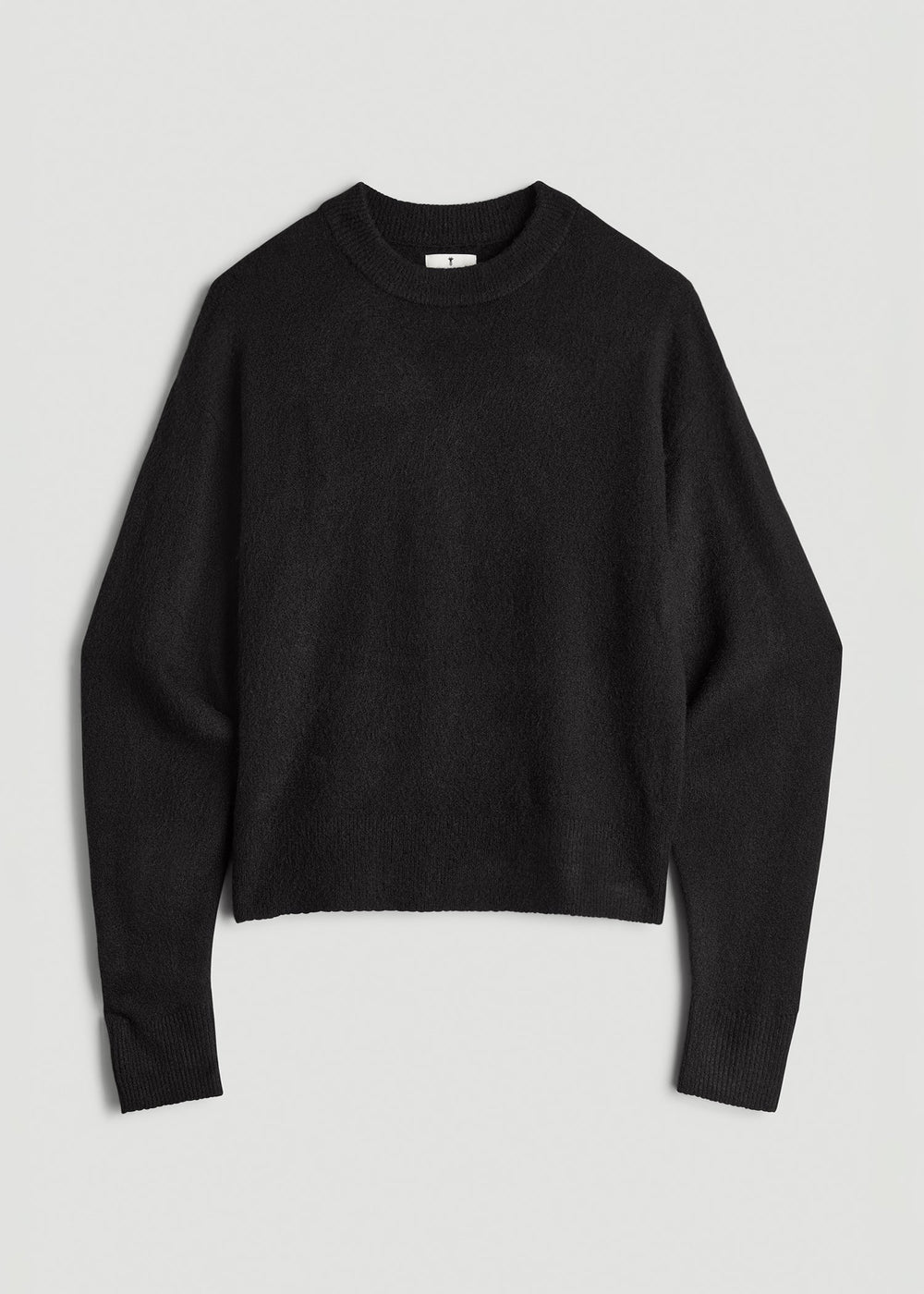 American Tall Sale | Relaxed Crewneck Wool Blend Sweater for Tall Women in Black