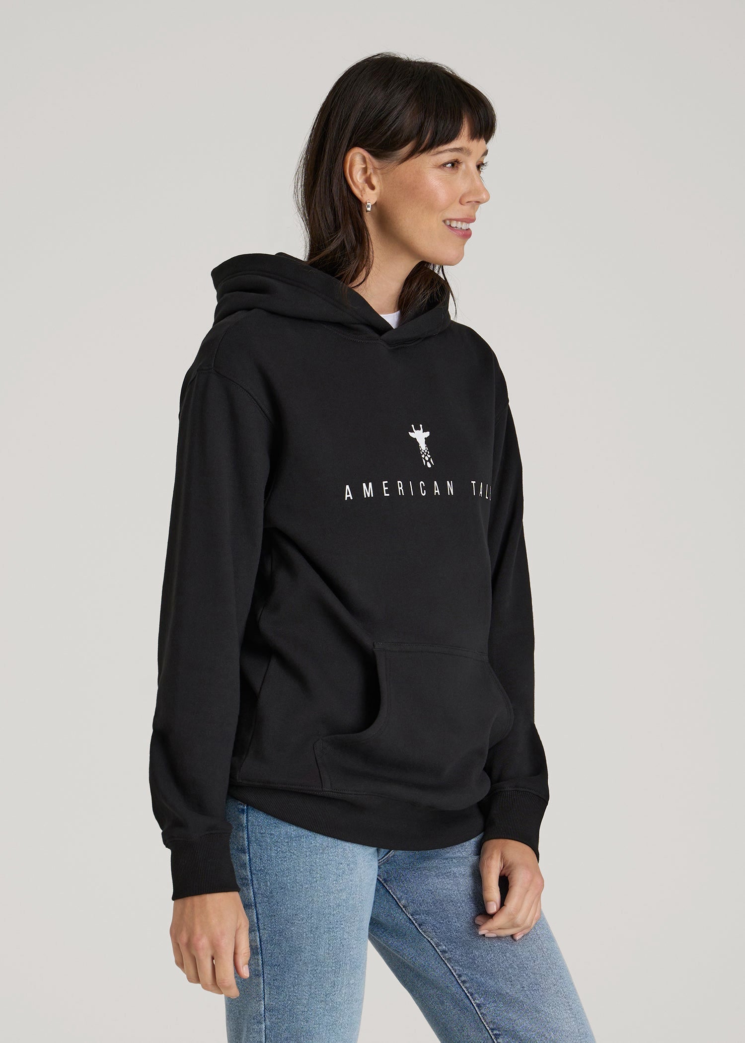 American Tall Outlet | Logo Hoodie for Tall Women in Black