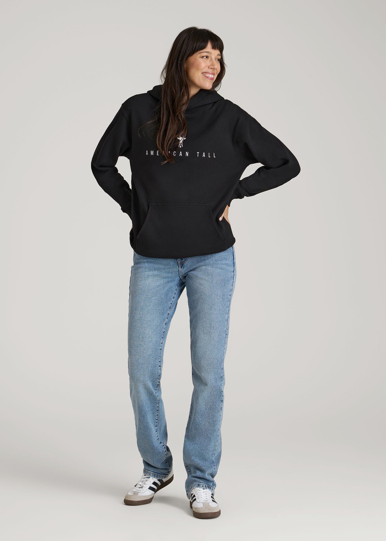 American Tall Outlet | Logo Hoodie for Tall Women in Black