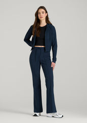 American Tall Online Shop | Soft Flex Ponte Cropped Hoodie for Tall Women in Navy