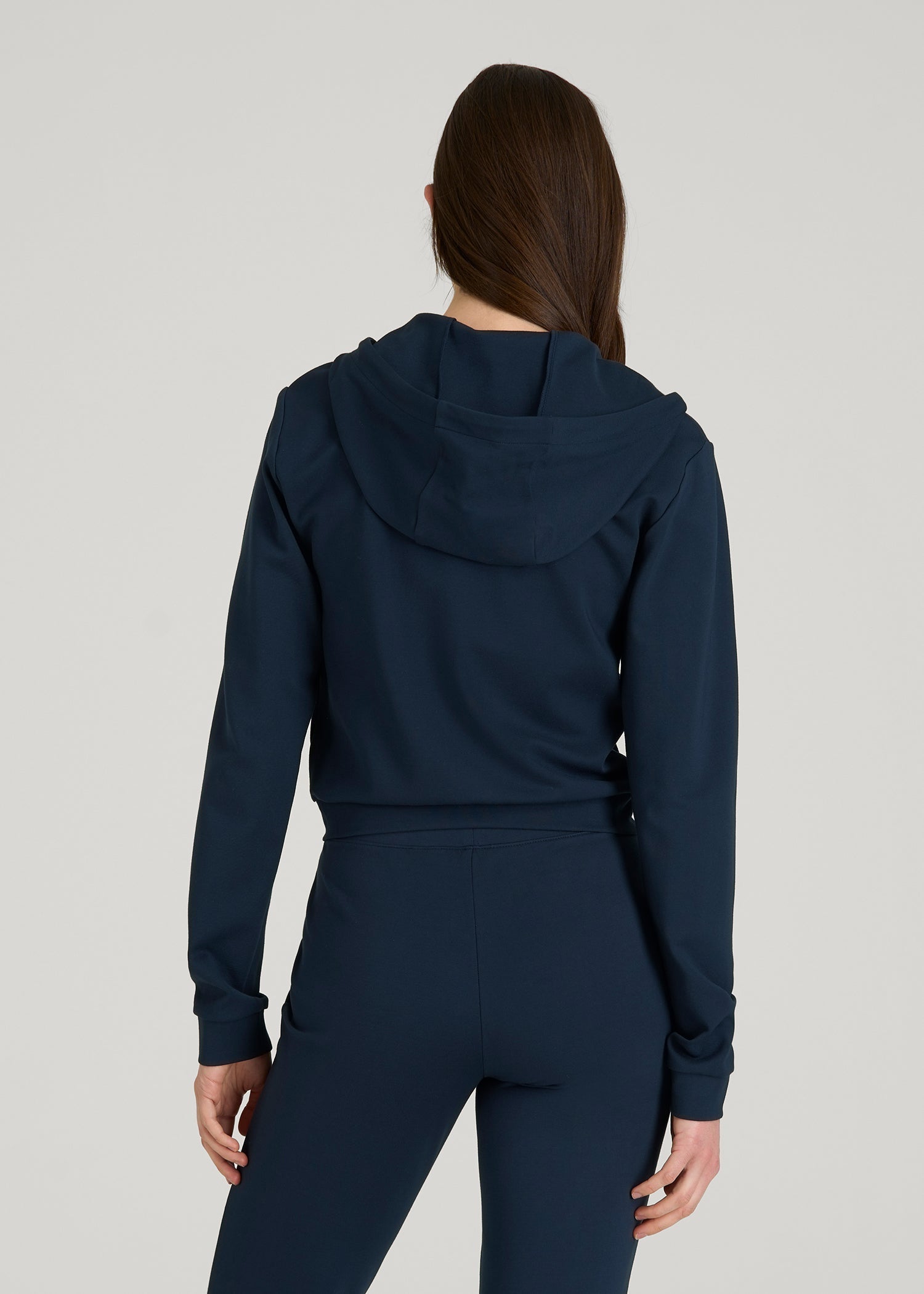 American Tall Online Shop | Soft Flex Ponte Cropped Hoodie for Tall Women in Navy