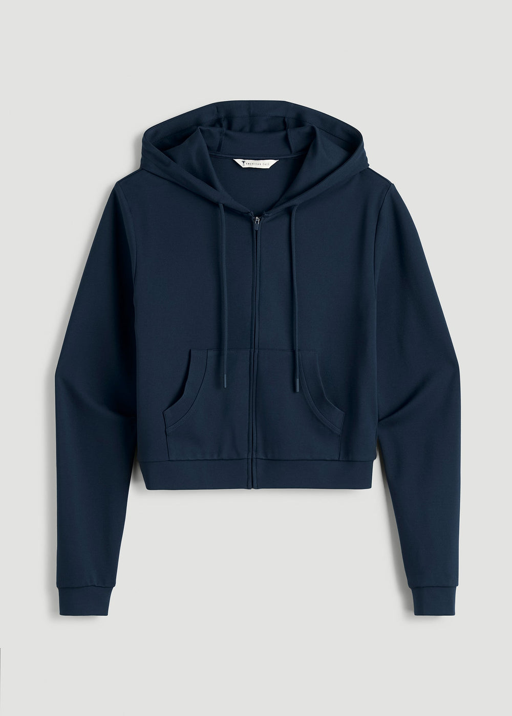 American Tall Online Shop | Soft Flex Ponte Cropped Hoodie for Tall Women in Navy