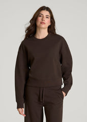 American Tall Discount | Everyday Terry Cropped Crew for Tall Women in Espresso