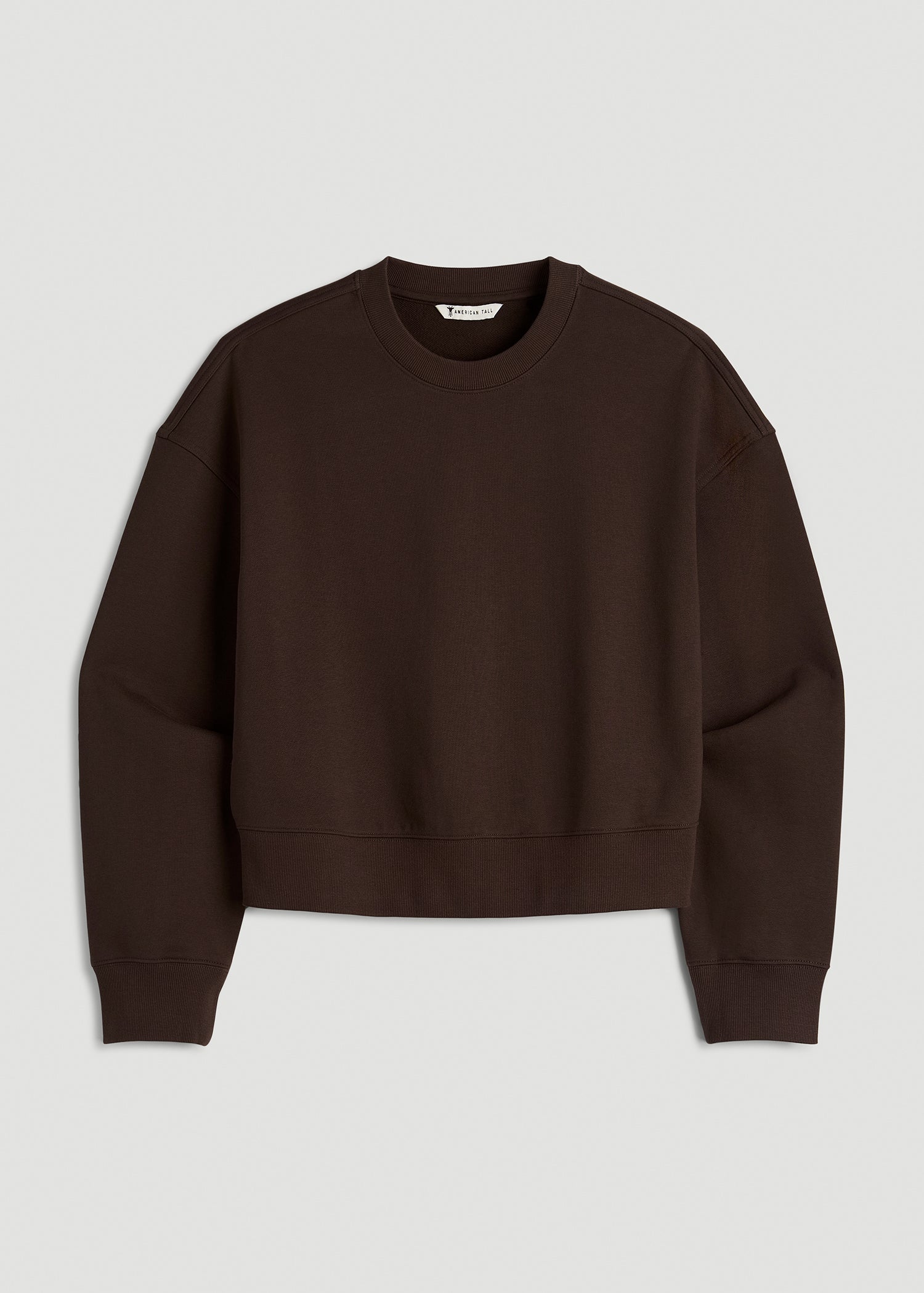American Tall Discount | Everyday Terry Cropped Crew for Tall Women in Espresso