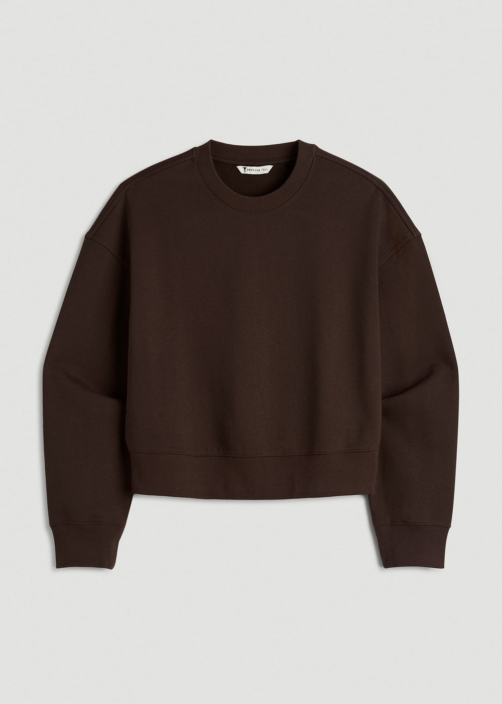 American Tall Discount | Everyday Terry Cropped Crew for Tall Women in Espresso