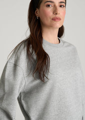 American Tall Online | Everyday Terry Cropped Crew for Tall Women in Grey Mix